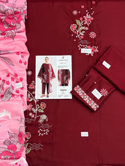 3 Piece - Dhanak Embroidered Suit With Printed Shawl FT-2345