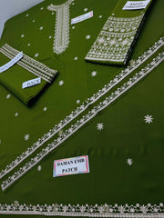 DHANAK Heavy EMBROIDERED 3PC with Patches MJ928