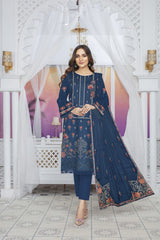 Luxury Fancy Lawn 3 Piece- Blue 56