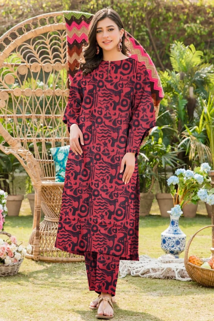 Slub Khaddar All over Print 2 pcs