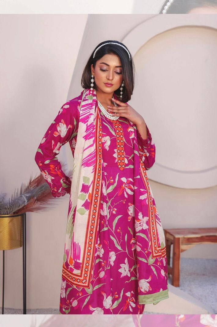 3-PIECE UN-STITCHED BANA DORA LAWN RT-2618