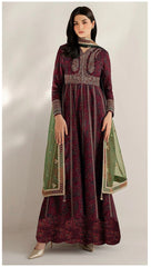 JAZMIN DAMAN APLIC WORK PRINTED-EMBROIDERED LINEN UNSTICHED 3PC - D214
