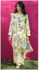 BAROQUE DAMAN APLIC WORK PRINTED-EMBROIDERED LINEN UNSTICHED 3PC - 33D