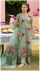 IZNIK DAMAN APLIC WORK PRINTED-EMBROIDERED LINEN UNSTICHED 3PC - 213D