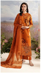 IZNIK DAMAN APLIC WORK PRINTED-EMBROIDERED LINEN UNSTICHED 3PC - 212A