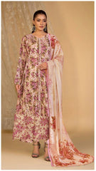 ZELLBURY DAMAN APLIC WORK PRINTED-EMBROIDERED LINEN UNSTICHED 3PC - 203B