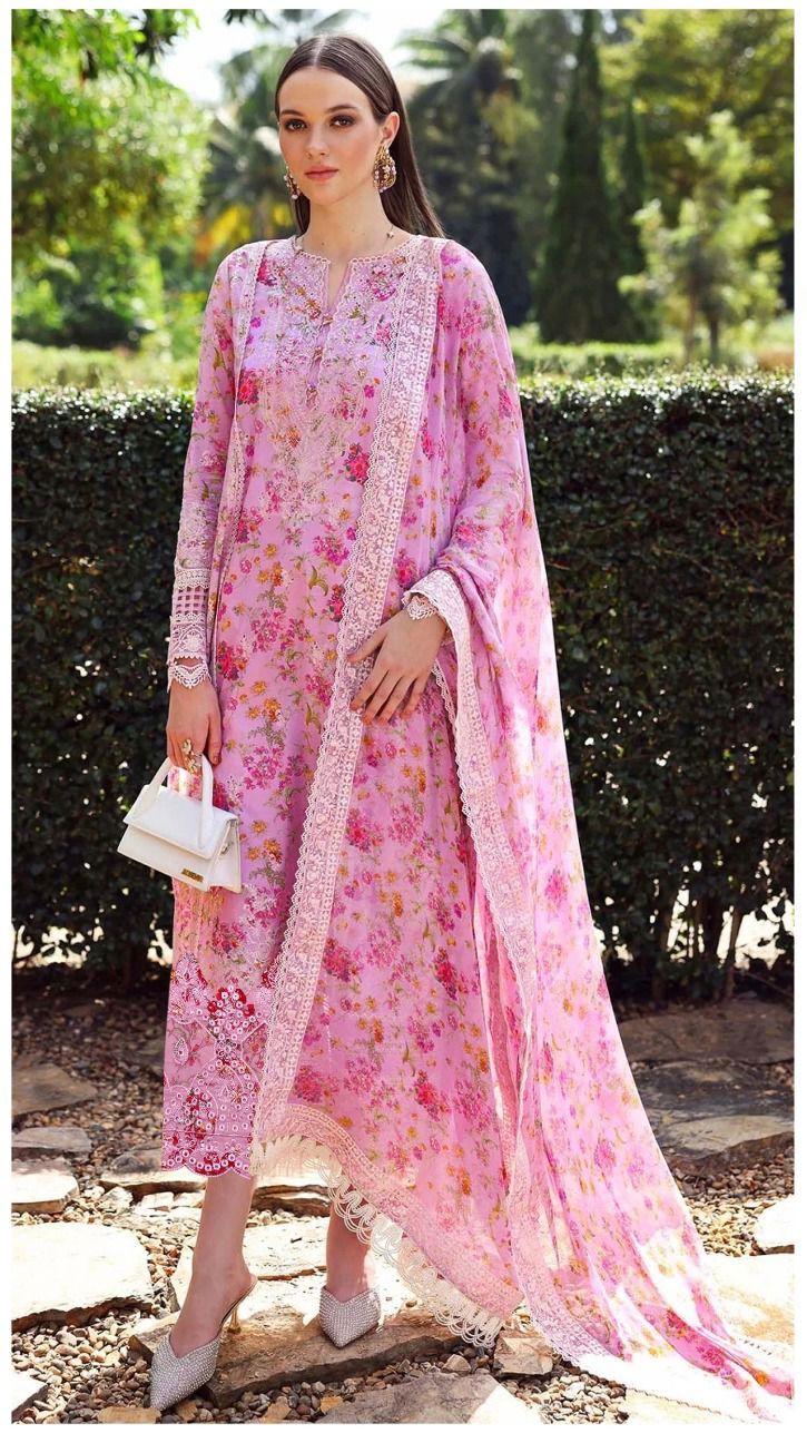 ZC DAMAN APLIC WORK PRINTED-EMBROIDERED LINEN UNSTICHED 3PC - 204A