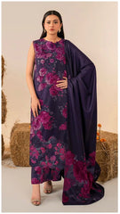 IZNIK DAMAN APLIC WORK PRINTED-EMBROIDERED LINEN UNSTICHED 3PC - D205