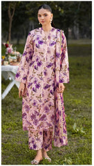 BAROQUE DAMAN APLIC WORK PRINTED-EMBROIDERED LINEN UNSTICHED 3PC - D17