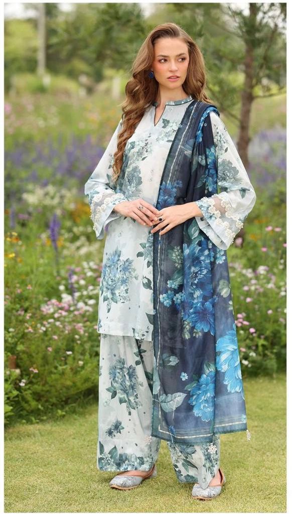 BAROQUE KHADAR UNSTICHED 3PC with PATCHES - K928