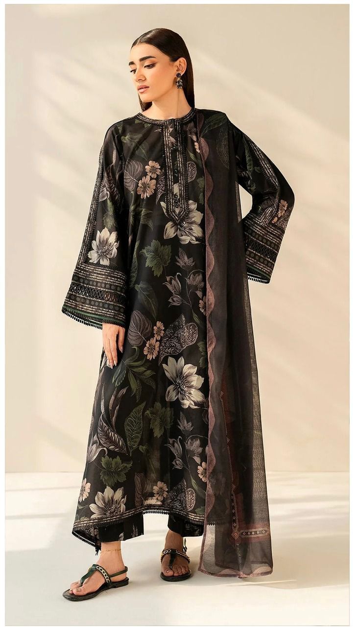 BAROQUE KHADAR UNSTICHED 3PC with PATCHES - BK9344
