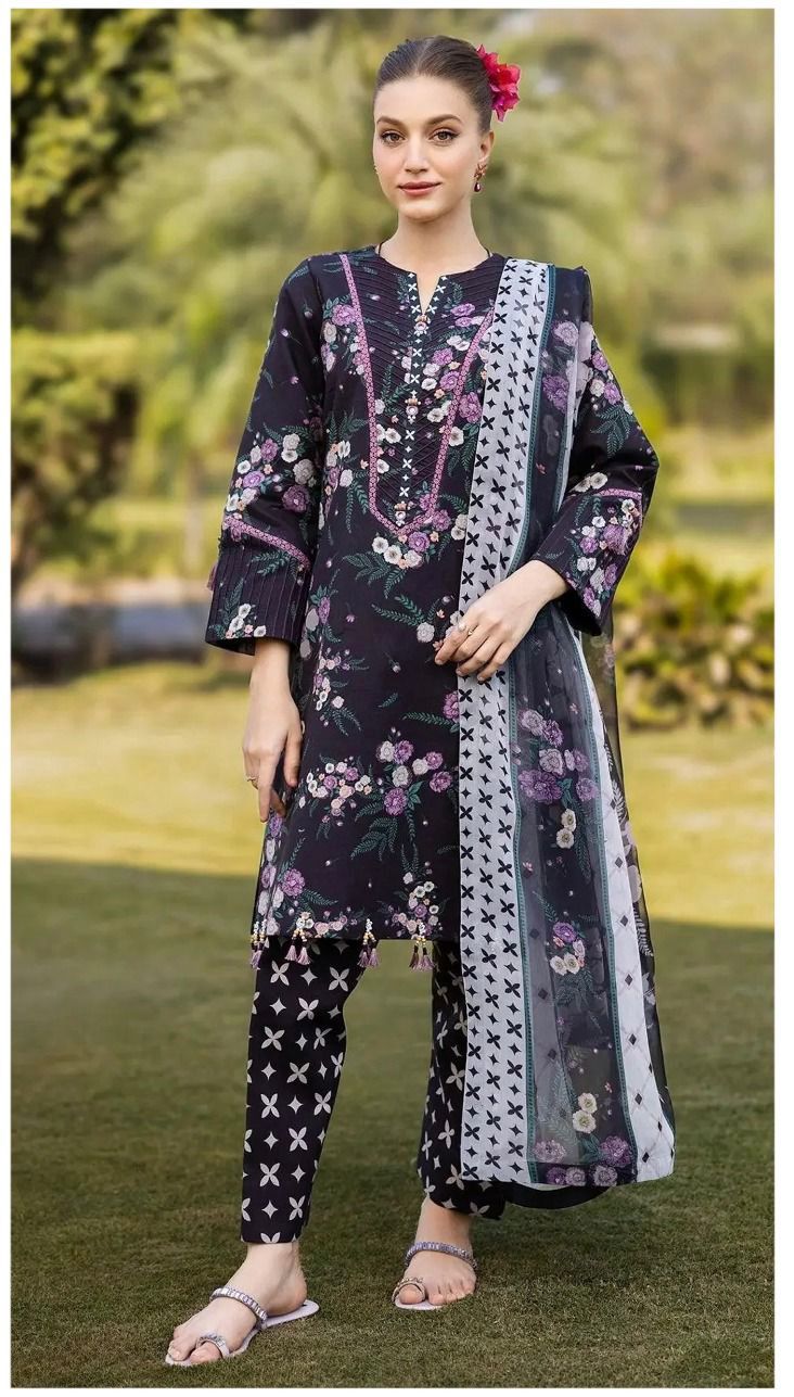 BAROQUE KHADAR UNSTICHED 3PC with PATCHES - FJ1139
