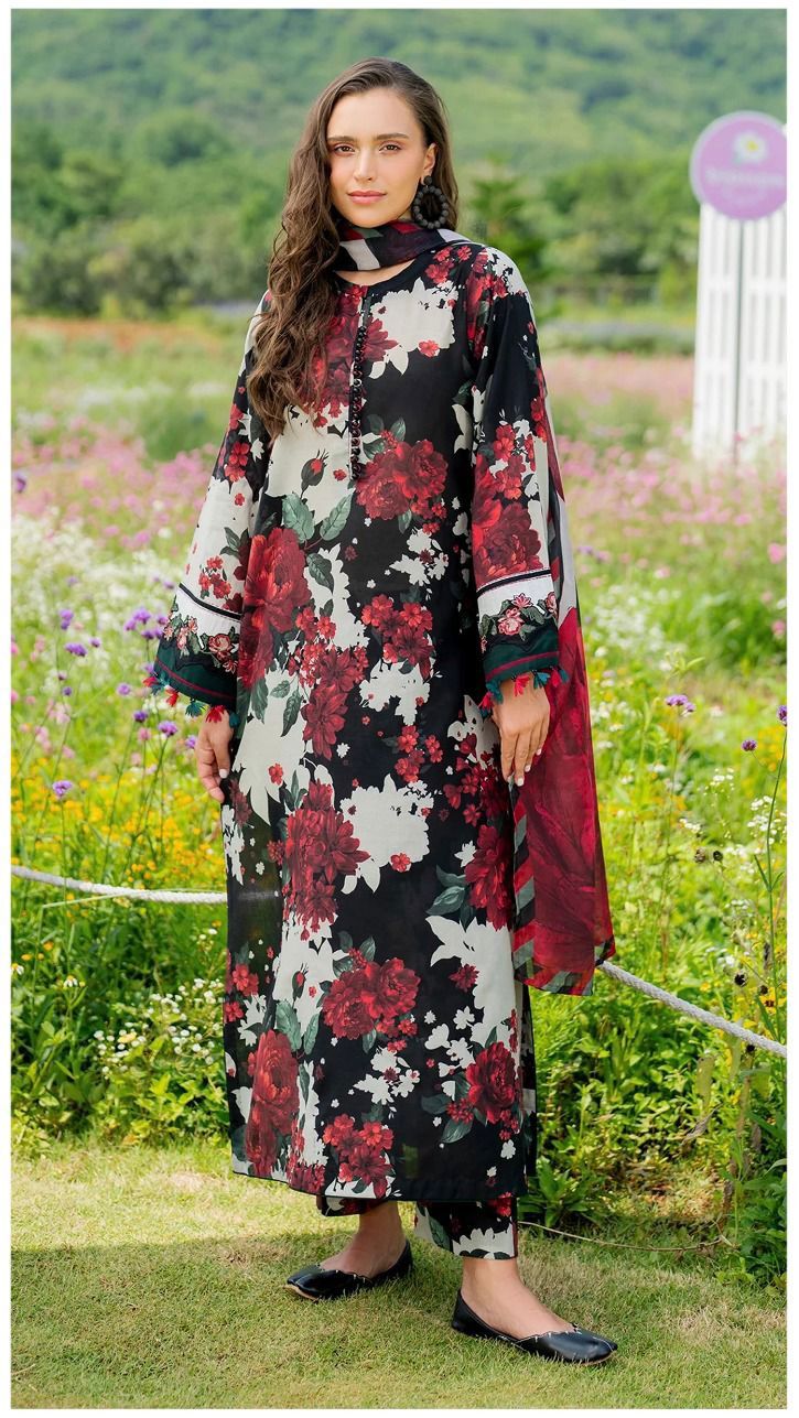 BAROQUE KHADAR UNSTICHED 3PC with PATCHES - HB4859