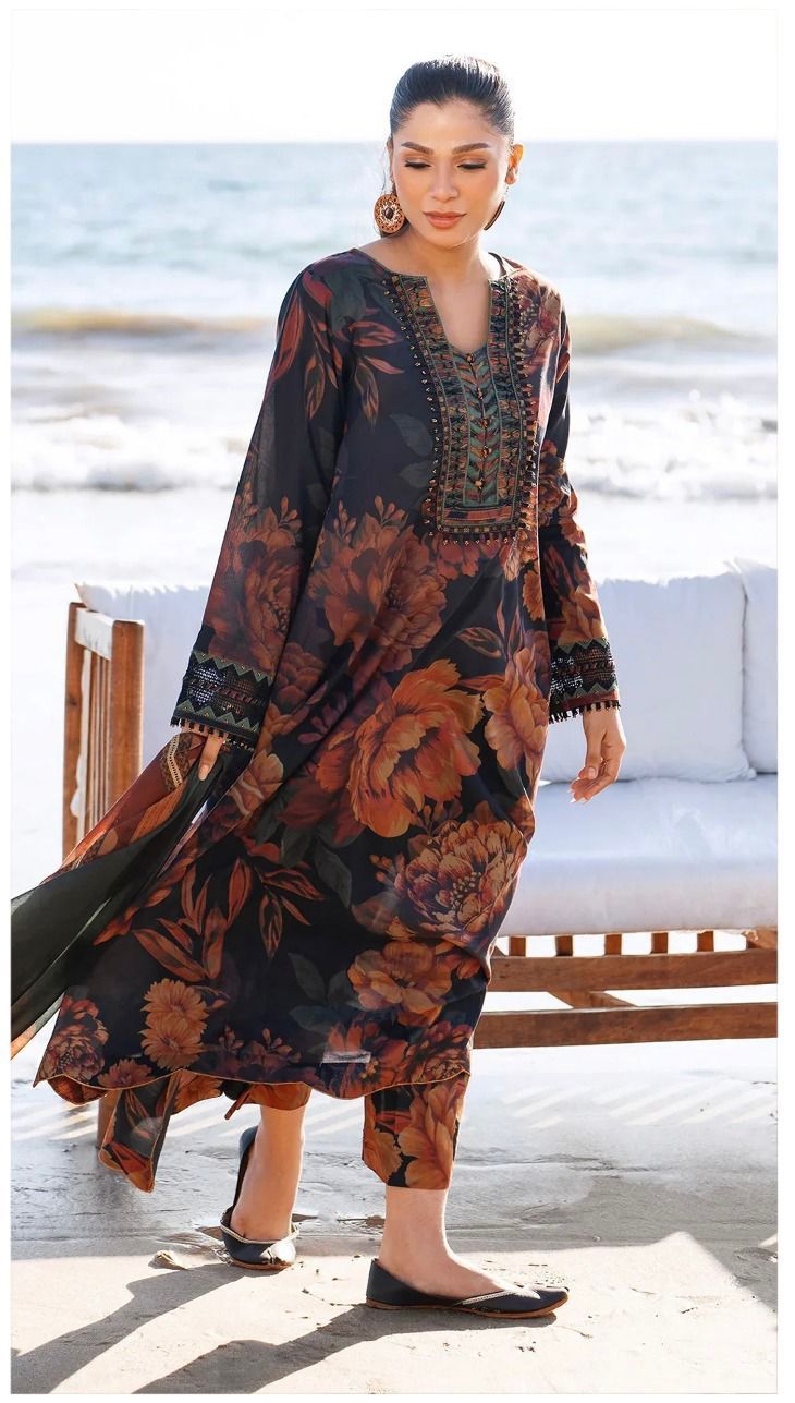 BAROQUE KHADAR UNSTICHED 3PC with PATCHES - GD3921
