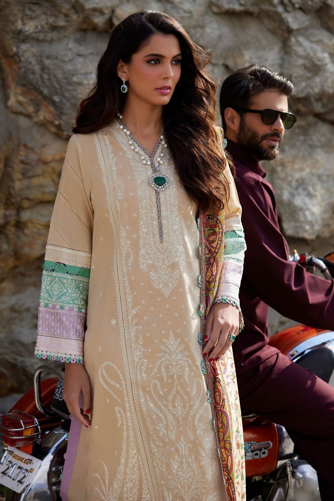 DHANAK Heavy EMBROIDERED 3PC with Patches GK6801