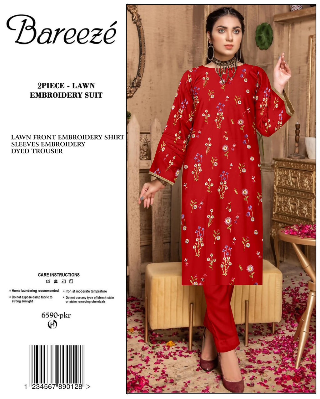 BAREEZE Embroidered Lawn 2PC