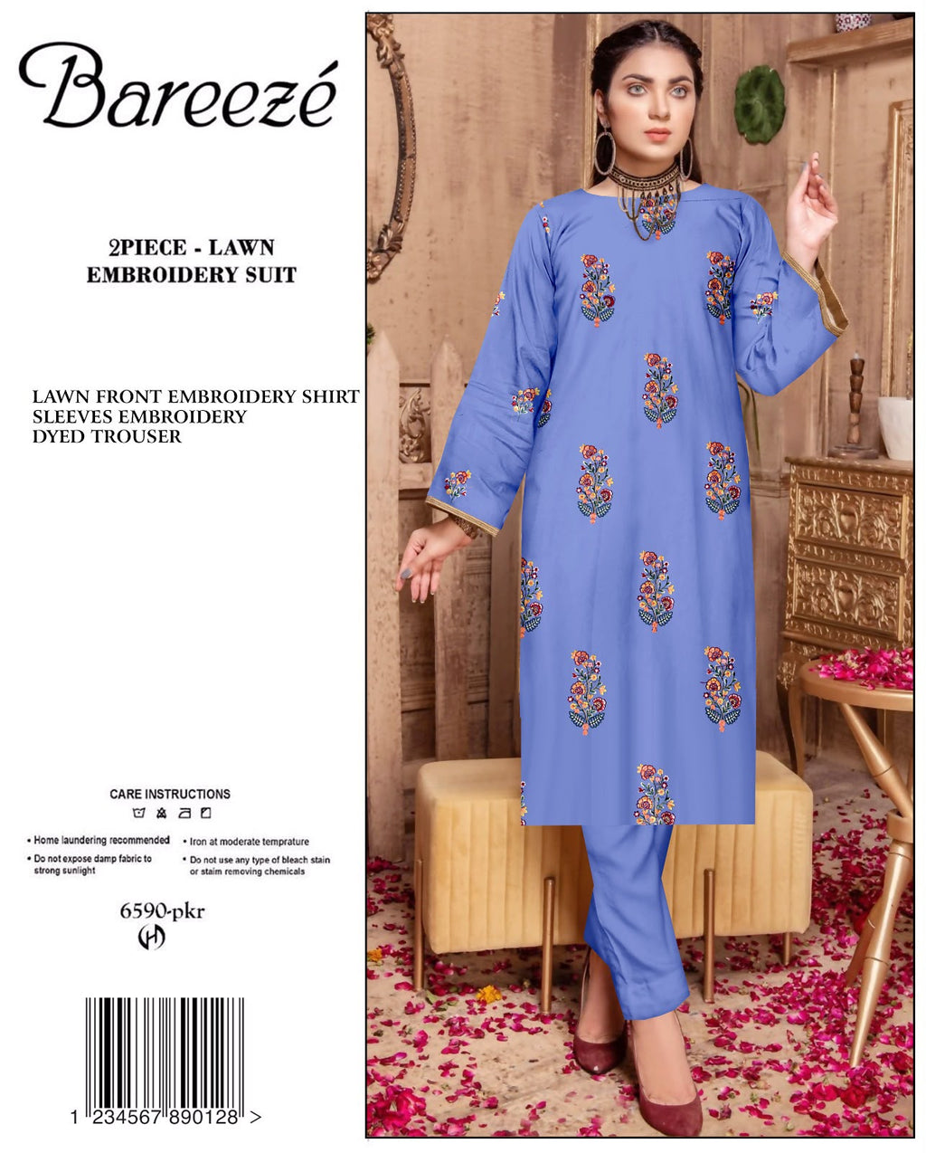 BAREEZE Embroidered Lawn 2PC