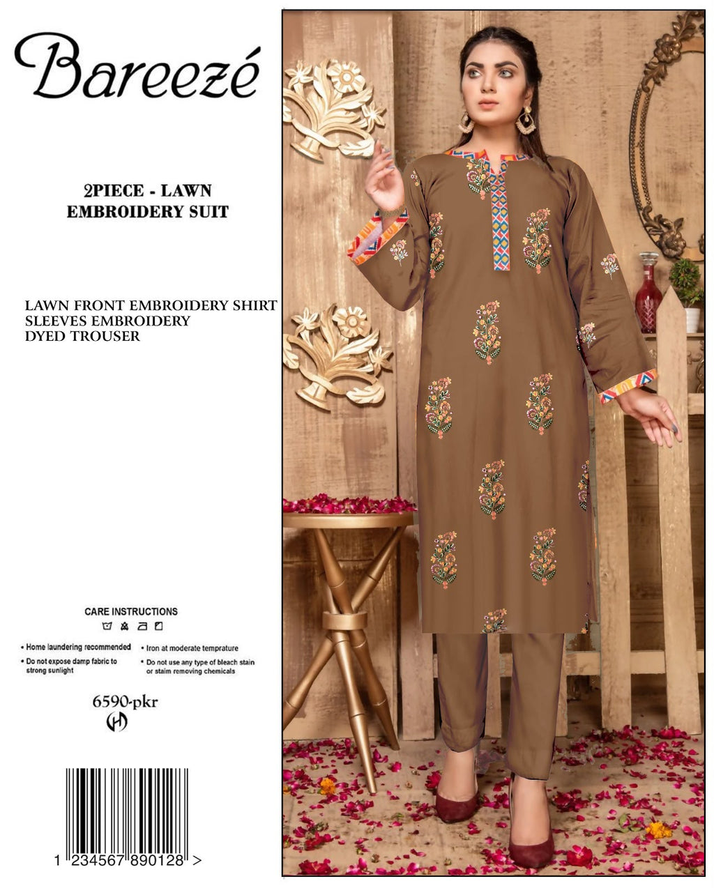 BAREEZE Embroidered Lawn 2PC