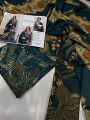 BAROQUE DAMAN APLIC WORK PRINTED-EMBROIDERED LINEN UNSTICHED 3PC - D256A