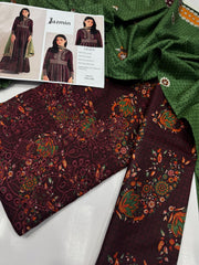 JAZMIN DAMAN APLIC WORK PRINTED-EMBROIDERED LINEN UNSTICHED 3PC - D214
