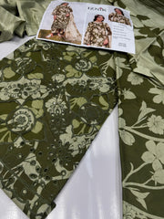 IZNIK DAMAN APLIC WORK PRINTED-EMBROIDERED LINEN UNSTICHED 3PC - D253B