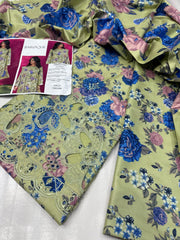 BAROQUE DAMAN APLIC WORK PRINTED-EMBROIDERED LINEN UNSTICHED 3PC - 33D