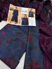 IZNIK DAMAN APLIC WORK PRINTED-EMBROIDERED LINEN UNSTICHED 3PC - 181A
