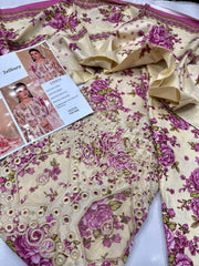 ZELLBURY DAMAN APLIC WORK PRINTED-EMBROIDERED LINEN UNSTICHED 3PC - 203B