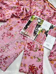 ZC DAMAN APLIC WORK PRINTED-EMBROIDERED LINEN UNSTICHED 3PC - 204A