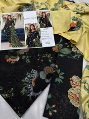 LIMELIGHT DAMAN APLIC WORK PRINTED-EMBROIDERED LINEN UNSTICHED 3PC - D233