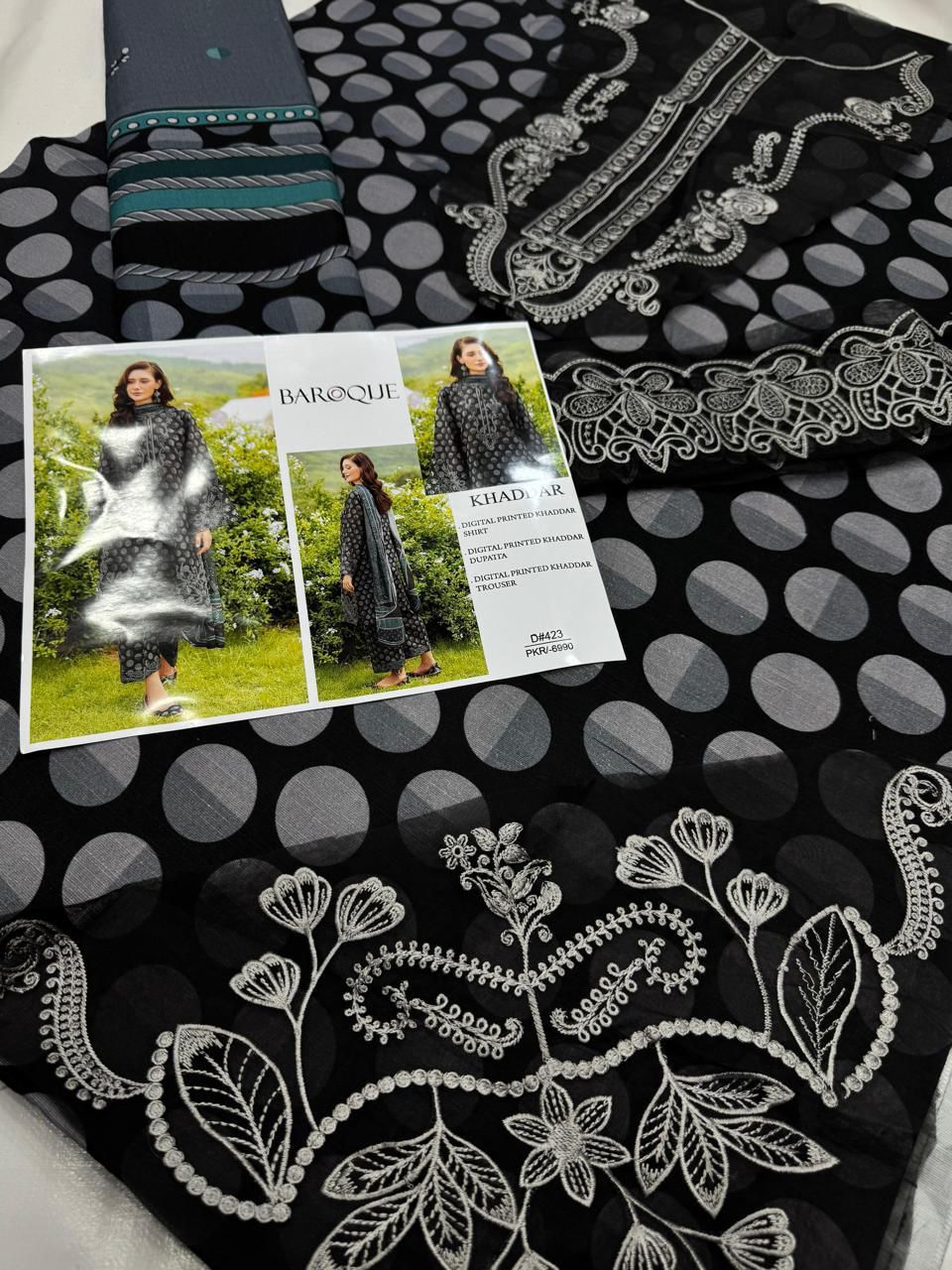 BAROQUE KHADAR UNSTICHED 3PC with PATCHES - KL9211