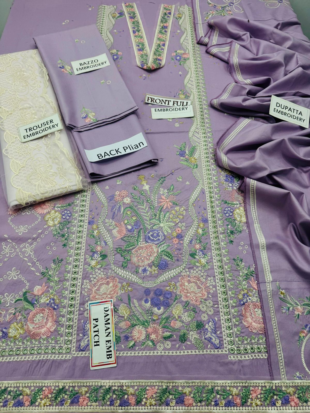 DHANAK Heavy EMBROIDERED 3PC with Patches BN8200