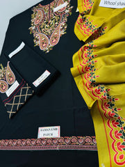 DHANAK Heavy EMBROIDERED 3PC with Patches ND8210