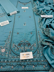DHANAK Heavy EMBROIDERED 3PC with Patches QR4977
